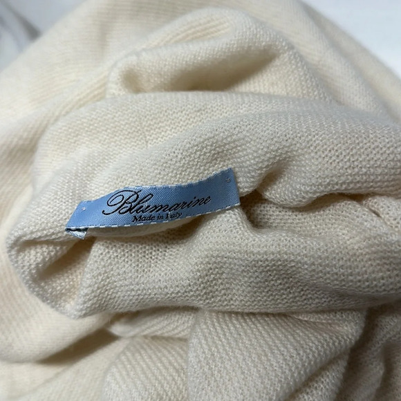 Blumarine Sweater Turtleneck Blouse Knit Top 3/4 Sleeve Boxy Cream Ivory OS * - Picture 6 of 7
